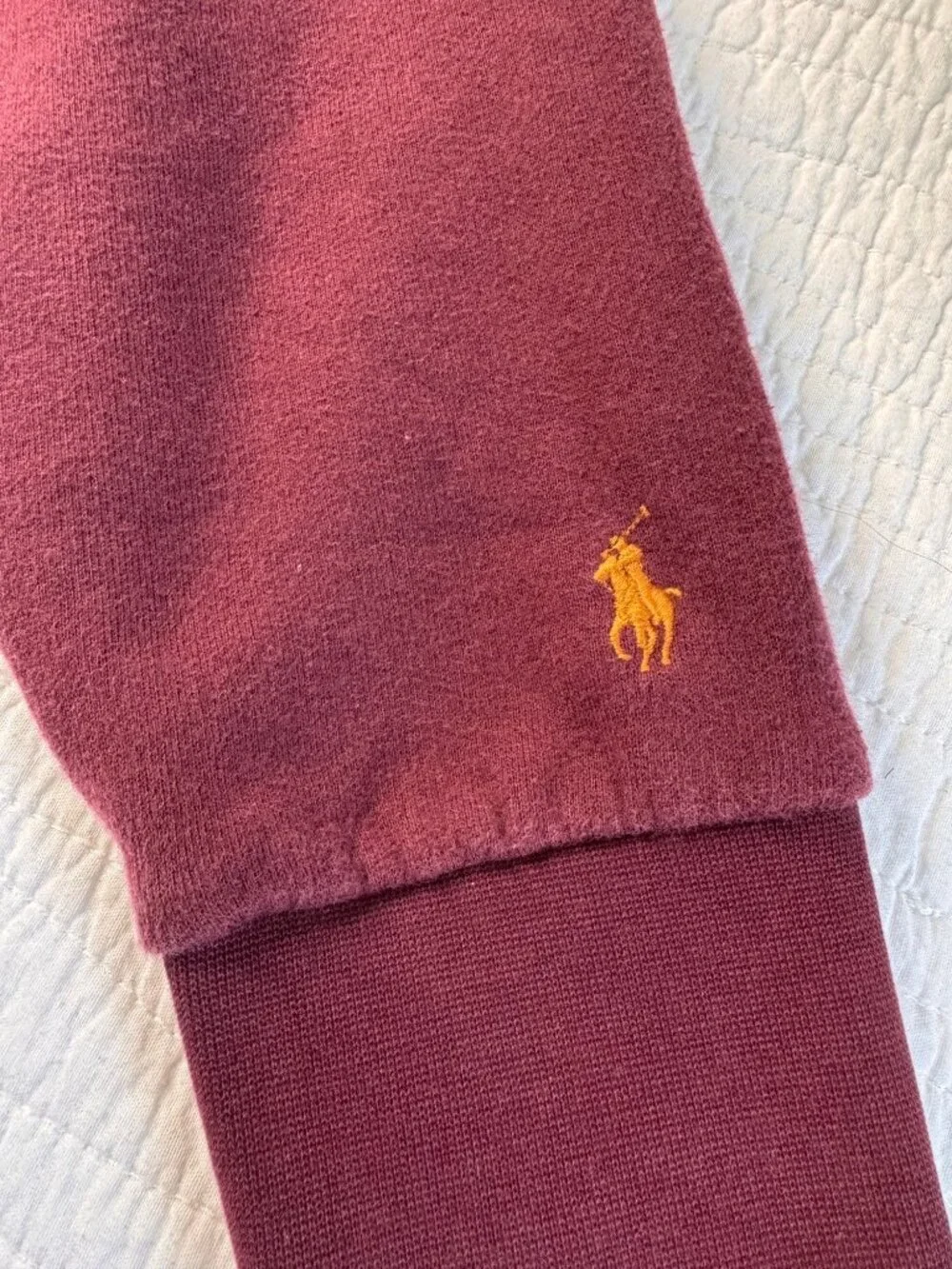 Polo Ralph Lauren Mens Pullover Maroon Hoodie Sweatshirt Gold Logo XL Casual